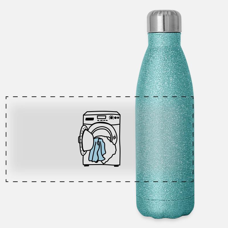 Waschmaschine Panorama Glitzer Isolierflasche 500 ml