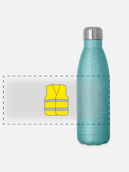 Gilet Jaune - Gourde isotherme panoramique pailletée 500 ml - paillettes bleues - Devant