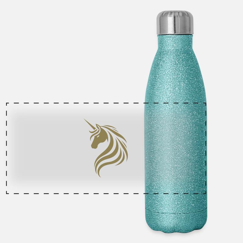 Unicorn Mysticism: Silhouette Head Logo Panoramic Glitter Thermal Bottle 500 ml