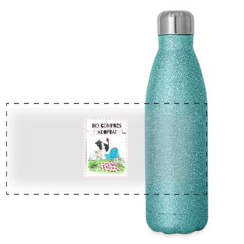 Adopt furry family - Panoramic Glitter Thermal Bottle 500 ml - blue glitter - Front