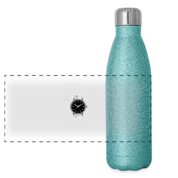 Für Sammler ist immer Zeit für Vintage Uhren - Panorama Glitzer Isolierflasche 500 ml - Blau Glitzer - Vorne