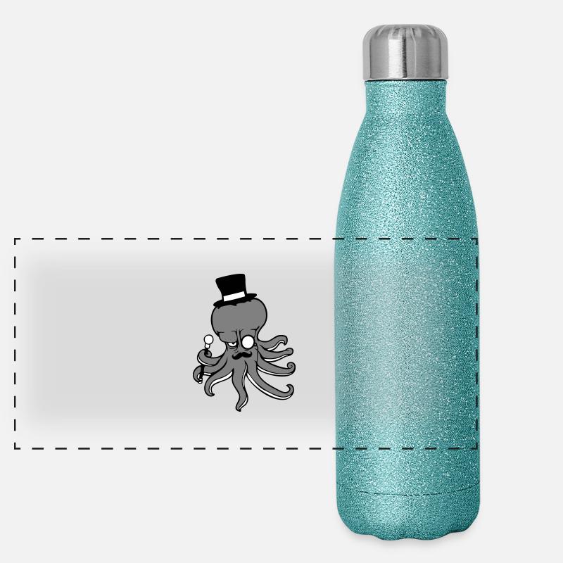 Kraken Mr. Sir Chapeau haut de forme Monocle Lunettes Empire Gourde isotherme panoramique pailletée 500 ml