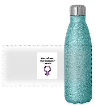 Je ne rale pas je mexprime nuance - Gourde isotherme panoramique pailletée 500 ml - paillettes bleues - Devant