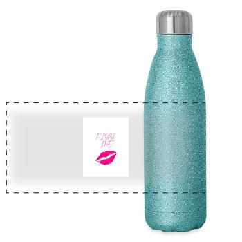 Kiss M e - Gourde isotherme panoramique pailletée 500 ml - paillettes bleues - Devant