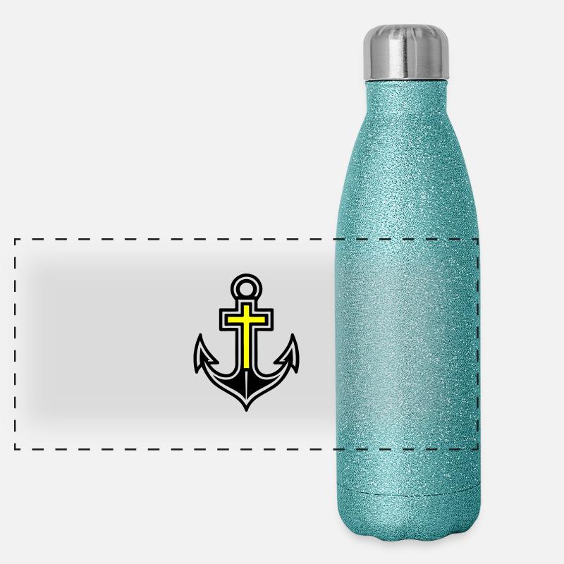 Anker Kreuz Symbol Panorama Glitzer Isolierflasche 500 ml