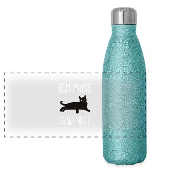 Chat, je n’ai rien à faire - Gourde isotherme panoramique pailletée 500 ml - paillettes bleues - Devant