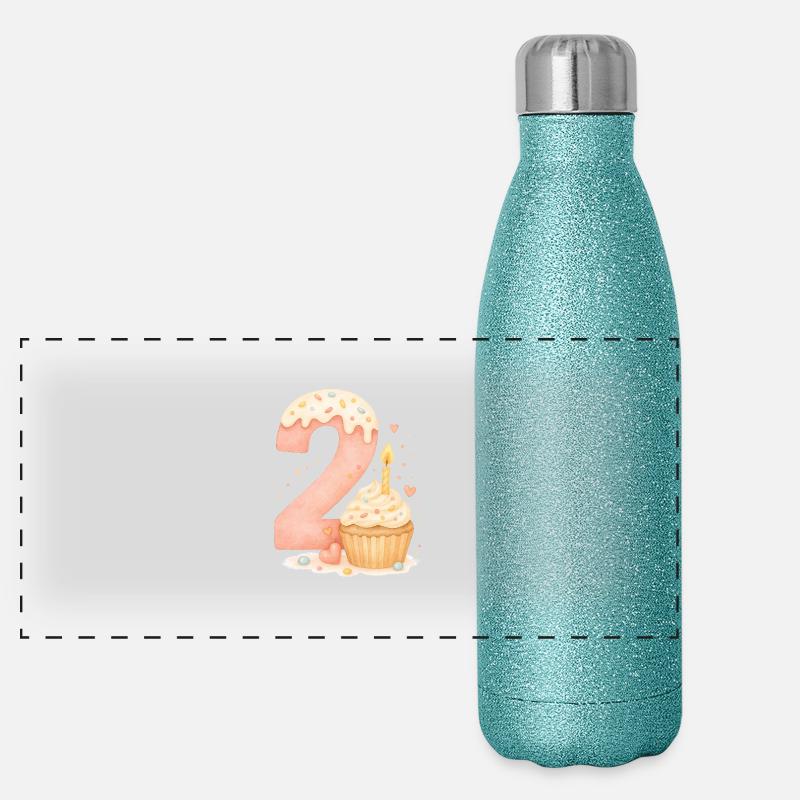 cupcake birthday / Geburtstag Panorama Glitzer Isolierflasche 500 ml