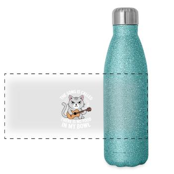 La chanson s’intitule Il n’y a pas de nourriture dans mon bol de chat - Gourde isotherme panoramique pailletée 500 ml - paillettes bleues - Devant