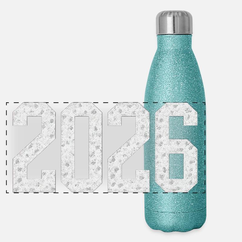 L’année 2026 dans le style métal Gourde isotherme panoramique pailletée 500 ml