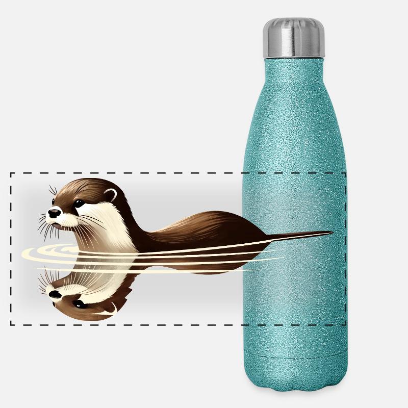 Fischotter Panorama Glitzer Isolierflasche 500 ml