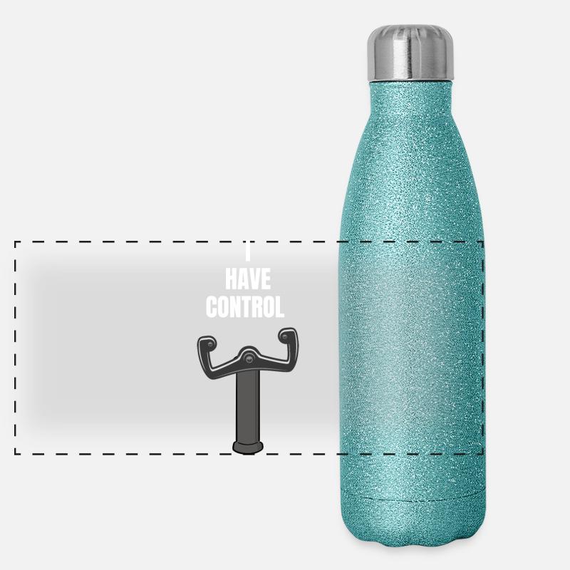 Pilot Flugzeug fliegen - I HAVE CONTROL Panorama Glitzer Isolierflasche 500 ml