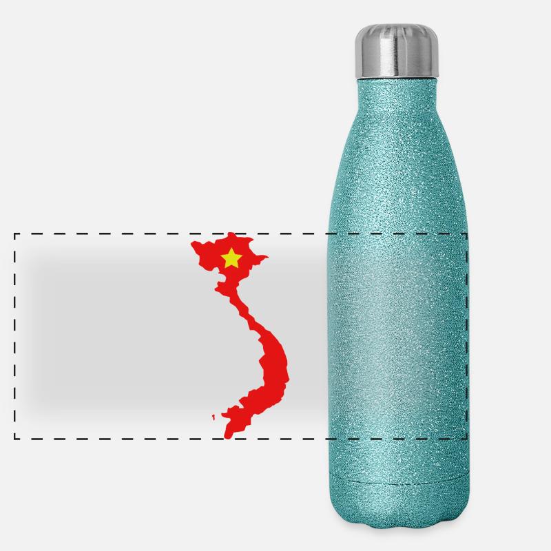 Carte du Vietnam avec drapeau Gourde isotherme panoramique pailletée 500 ml