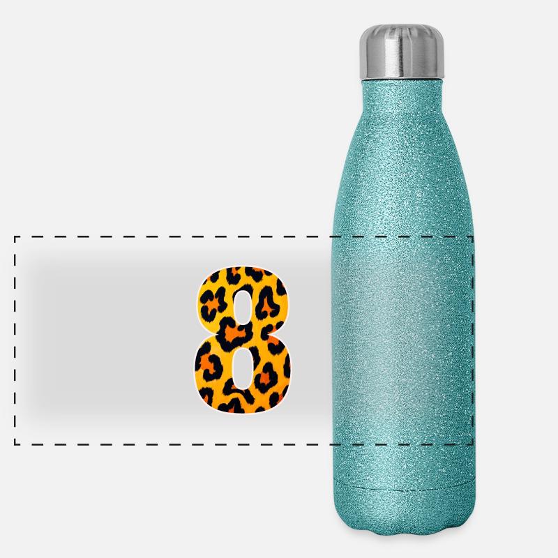 Leopard 8 Print Panoramic Glitter Thermal Bottle 500 ml