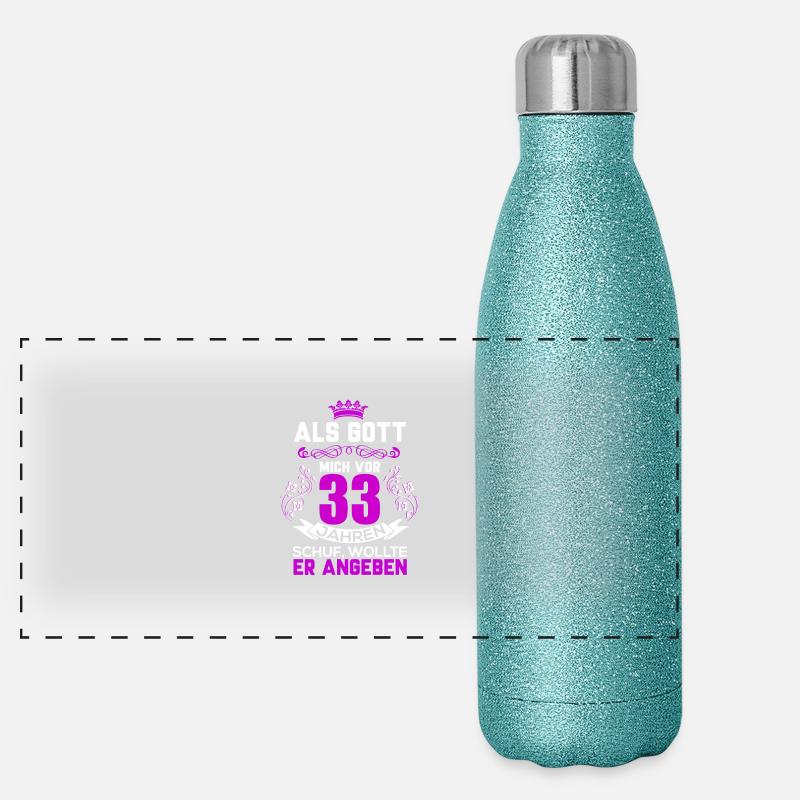 33 Geburtstag Panorama Glitzer Isolierflasche 500 ml