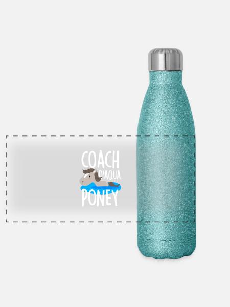 Coach d'aqua poney - Gourde isotherme panoramique pailletée 500 ml - paillettes bleues - Devant