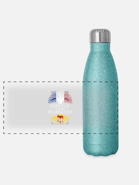 Racines Béarnaises - Gourde isotherme panoramique pailletée 500 ml - paillettes bleues - Devant