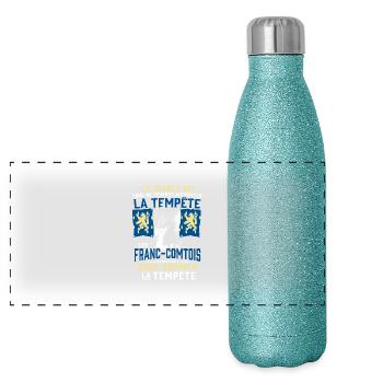 Tempête Franc-Comtois - Gourde isotherme panoramique pailletée 500 ml - paillettes bleues - Devant