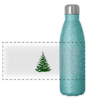 O fir tree snow covered fir spruce xmas - Panoramic Glitter Thermal Bottle 500 ml - blue glitter - Front