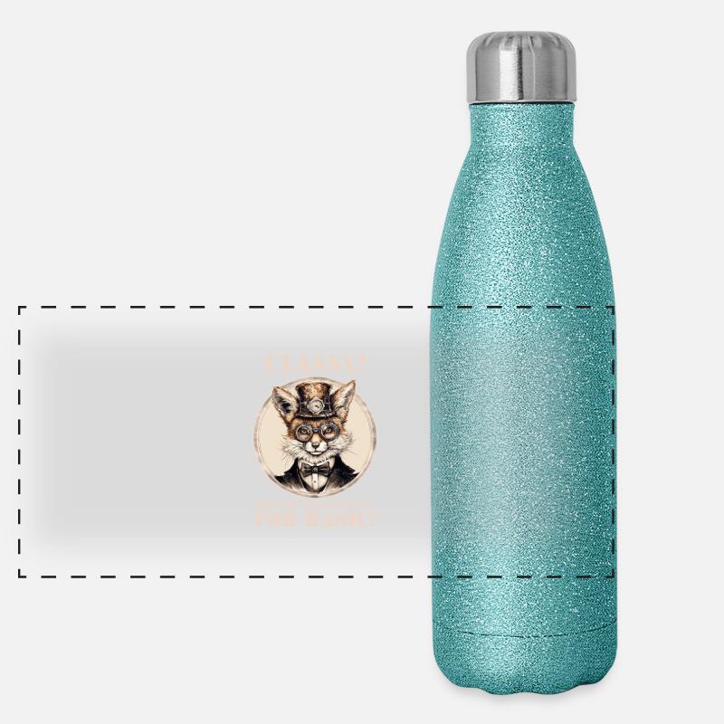 Steampunk Fuchs Panorama Glitzer Isolierflasche 500 ml