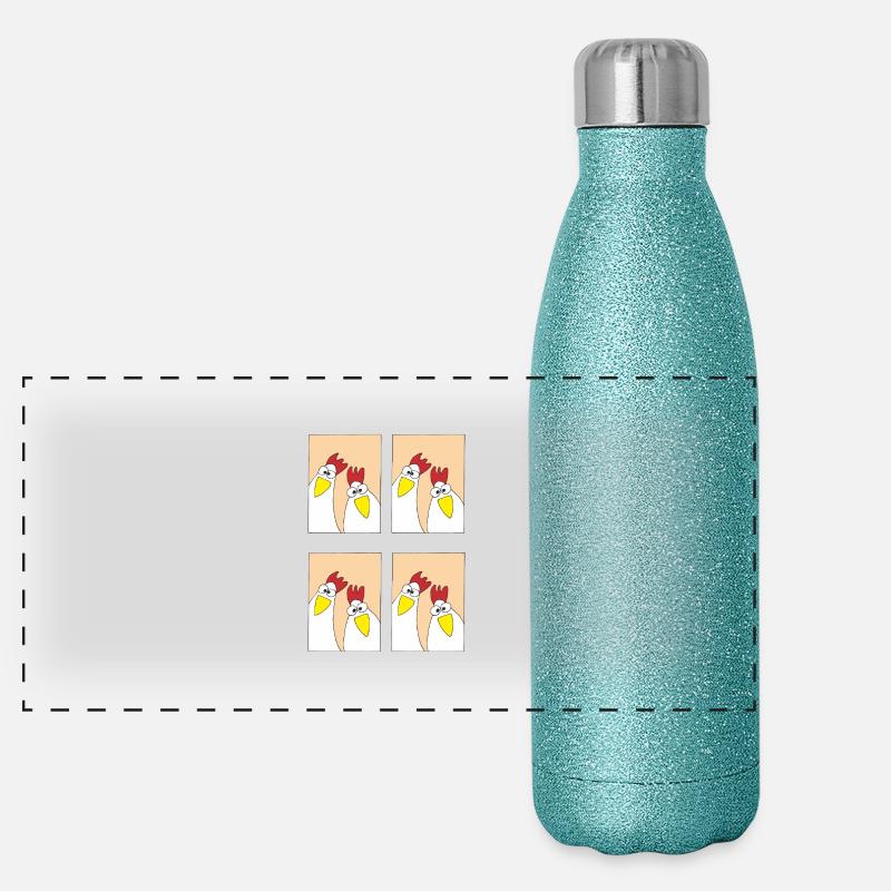 Funny Chickens Pictures Panoramic Glitter Thermal Bottle 500 ml