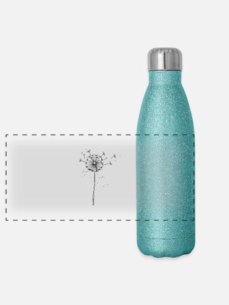 Pissenlit ludique comme illustration vectorielle - Gourde isotherme panoramique pailletée 500 ml - paillettes bleues - Devant