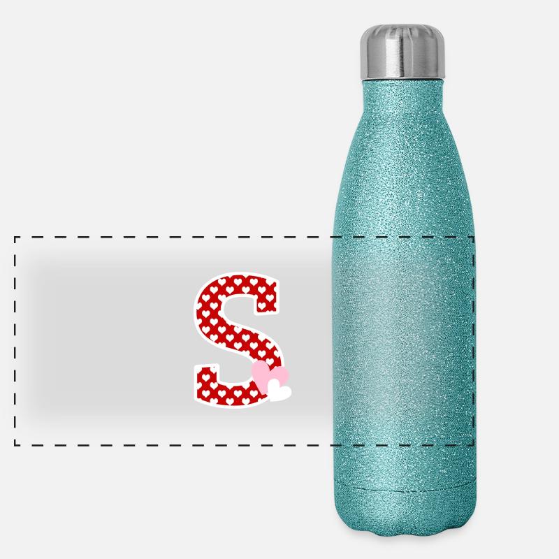 Buchstabe S Herz Panorama Glitzer Isolierflasche 500 ml