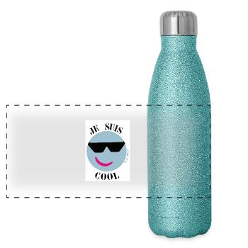 Ich bin Kühle - Panorama Glitzer Isolierflasche 500 ml - Blau Glitzer - Vorne
