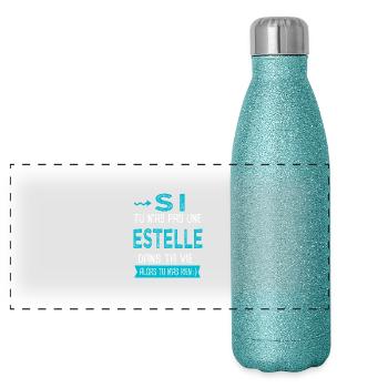 Estelle Si tu n'as pas une estelle dans ta vie - Gourde isotherme panoramique pailletée 500 ml - paillettes bleues - Devant