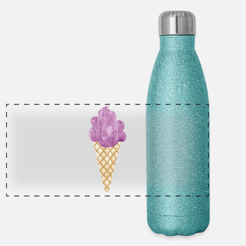 Eiscreme Icecream Eis Waffel Eiskrem Eisdiele lila Panorama Glitzer Isolierflasche 500 ml