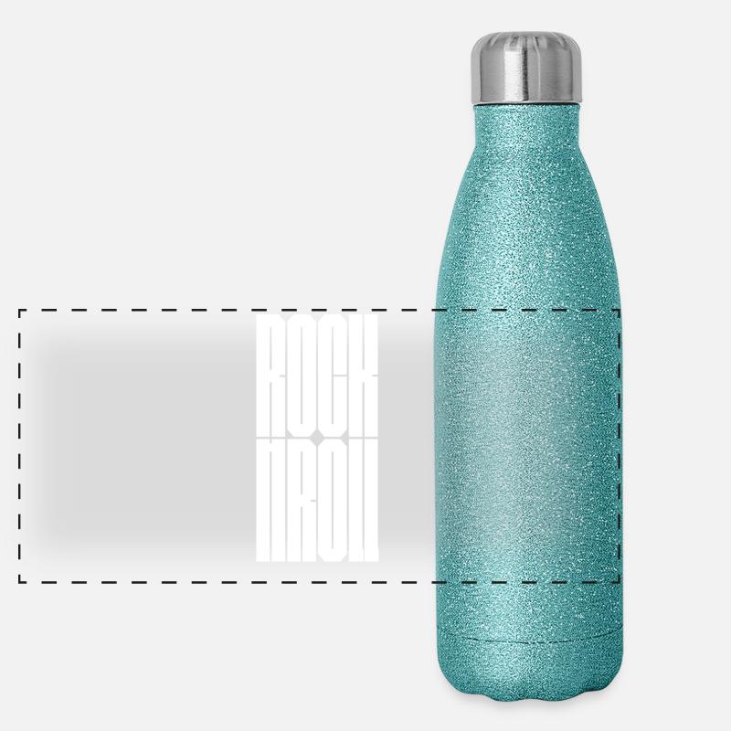 Rock'n'Roll-Logo mit fettem Logo Panorama Glitzer Isolierflasche 500 ml