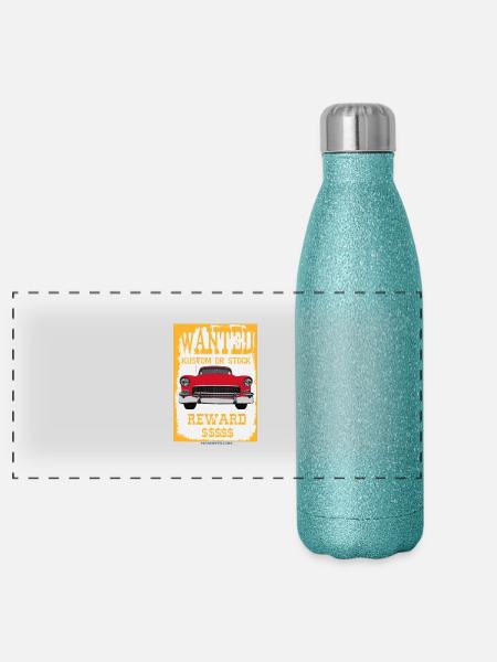 WANTED ODER STOCK KUSTOM - cod: 1955ChevyBelAir - Panorama Glitzer Isolierflasche 500 ml - Blau Glitzer - Vorne