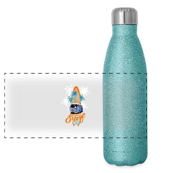 Surf - camionnette - Gourde isotherme panoramique pailletée 500 ml - paillettes bleues - Devant
