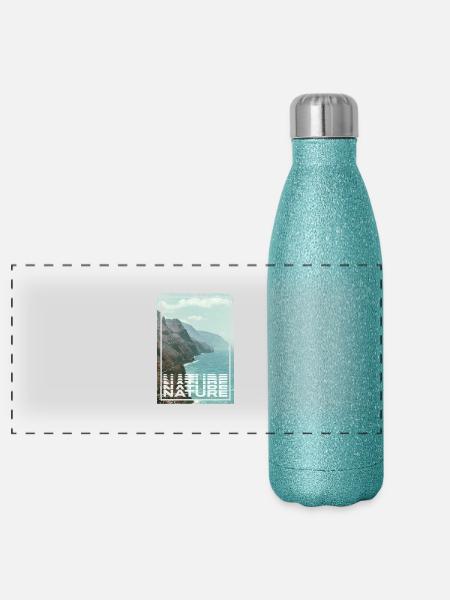 Nature - Panoramic Glitter Thermal Bottle 500 ml - blue glitter - Front