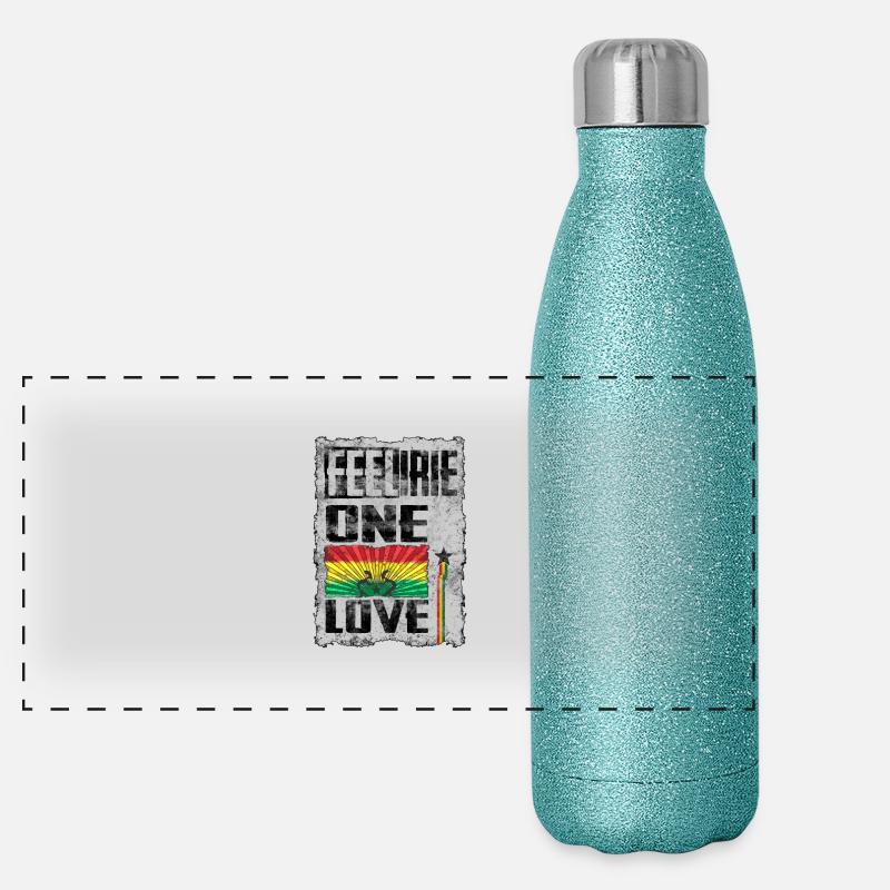 ressentir irie reggae one love Gourde isotherme panoramique pailletée 500 ml