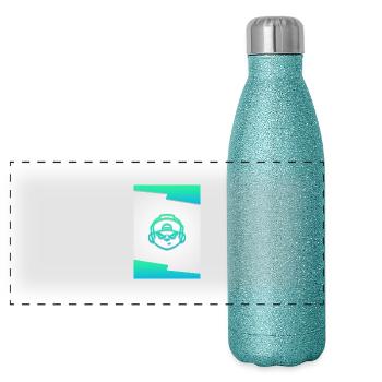 AdK Autograph Card V1 Blue - Panoramic Glitter Thermal Bottle 500 ml - blue glitter - Front