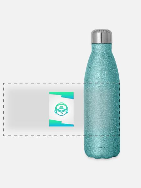 AdK Autograph Card V1 Blue - Panoramic Glitter Thermal Bottle 500 ml - blue glitter - Front