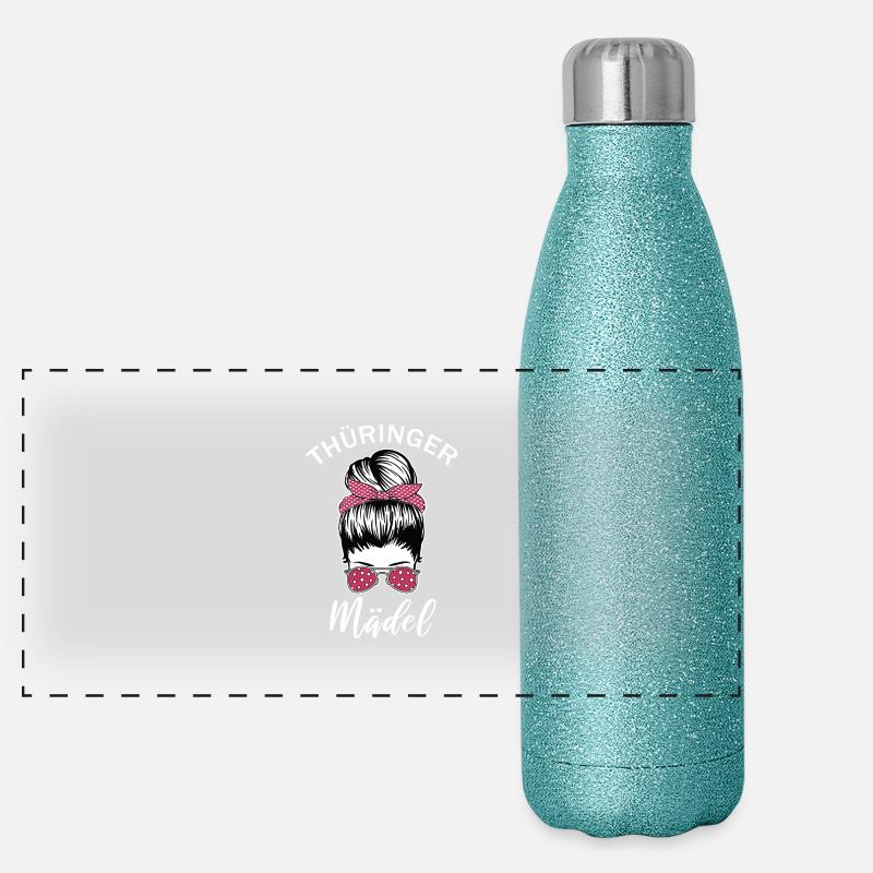 Thüringer Mädel Thüringen Frauen Geschenk Panorama Glitzer Isolierflasche 500 ml