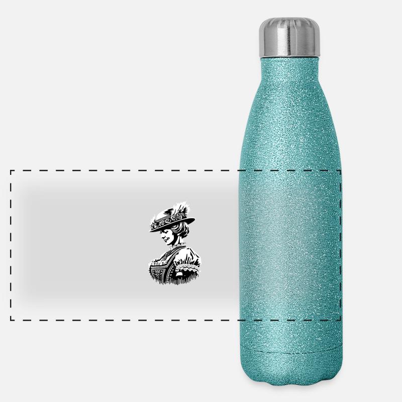 Dirndl Tracht | Typische Traditionell Deutsch Panorama Glitzer Isolierflasche 500 ml