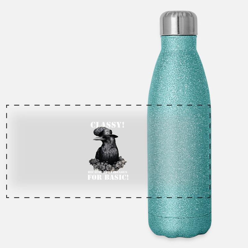 Steampunk Rabe Panorama Glitzer Isolierflasche 500 ml