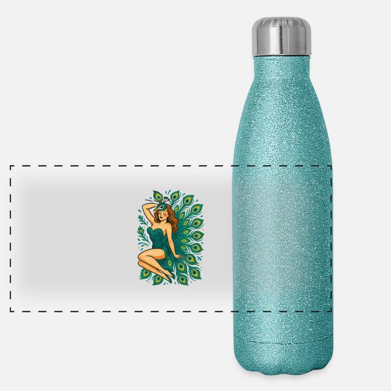 Pin-up paon Gourde isotherme panoramique pailletée 500 ml
