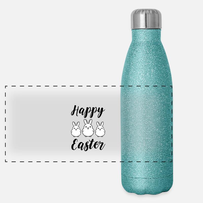 Happy Easter Bunnies Panoramic Glitter Thermal Bottle 500 ml