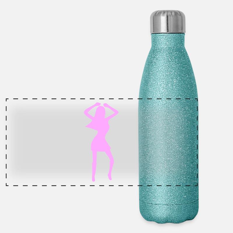 Femme fêtarde rose Gourde isotherme panoramique pailletée 500 ml