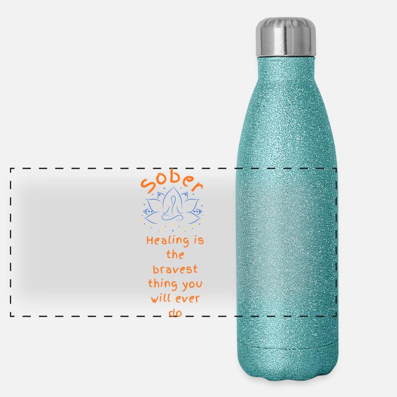 Lotus de guérison courageuse sobriété Gourde isotherme panoramique pailletée 500 ml