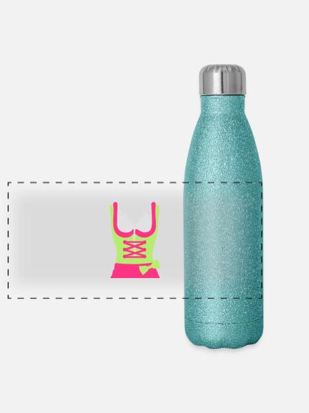 Dirndl - Panoramic Glitter Thermal Bottle 500 ml - blue glitter - Front