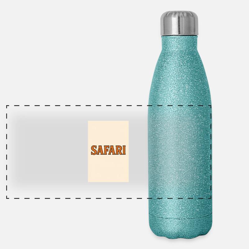Lettrage Safari en couleur Gourde isotherme panoramique pailletée 500 ml