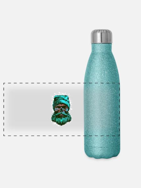 Lumberjack Skull Lumberjack - Panoramic Glitter Thermal Bottle 500 ml - blue glitter - Front