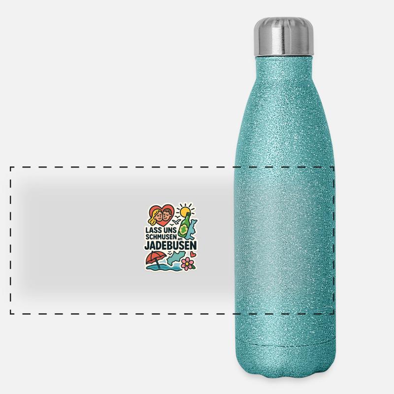 Lass uns schmusen am Jadebusen Panorama Glitzer Isolierflasche 500 ml