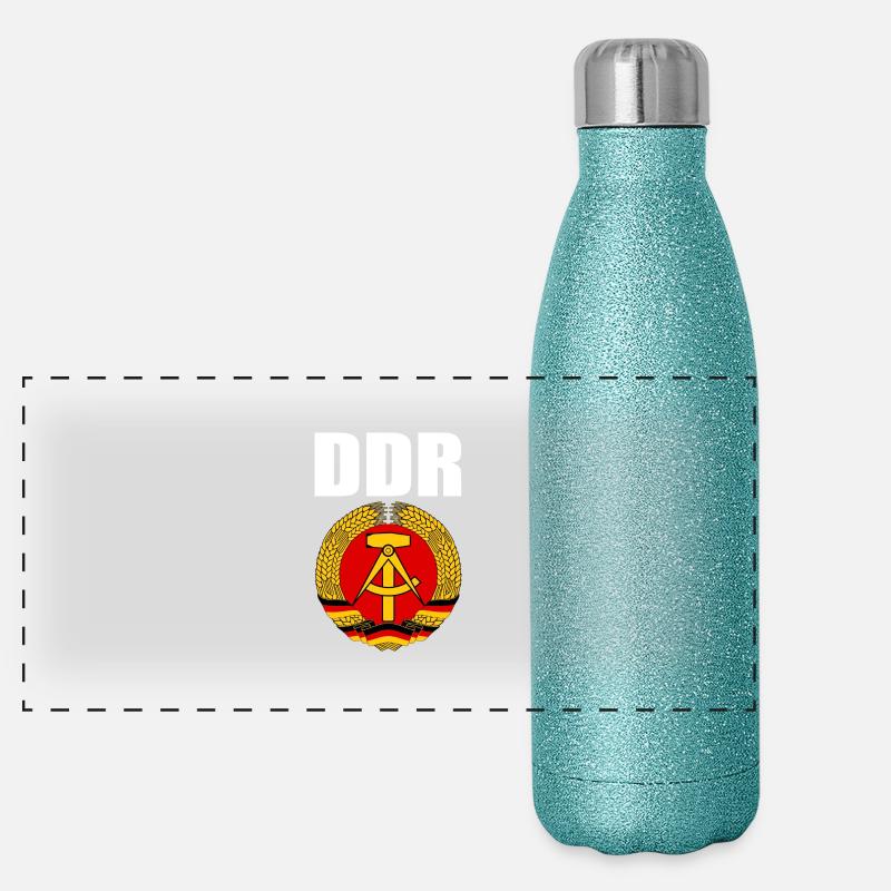 DDR Wappen mit weisser Schrift Panorama Glitzer Isolierflasche 500 ml