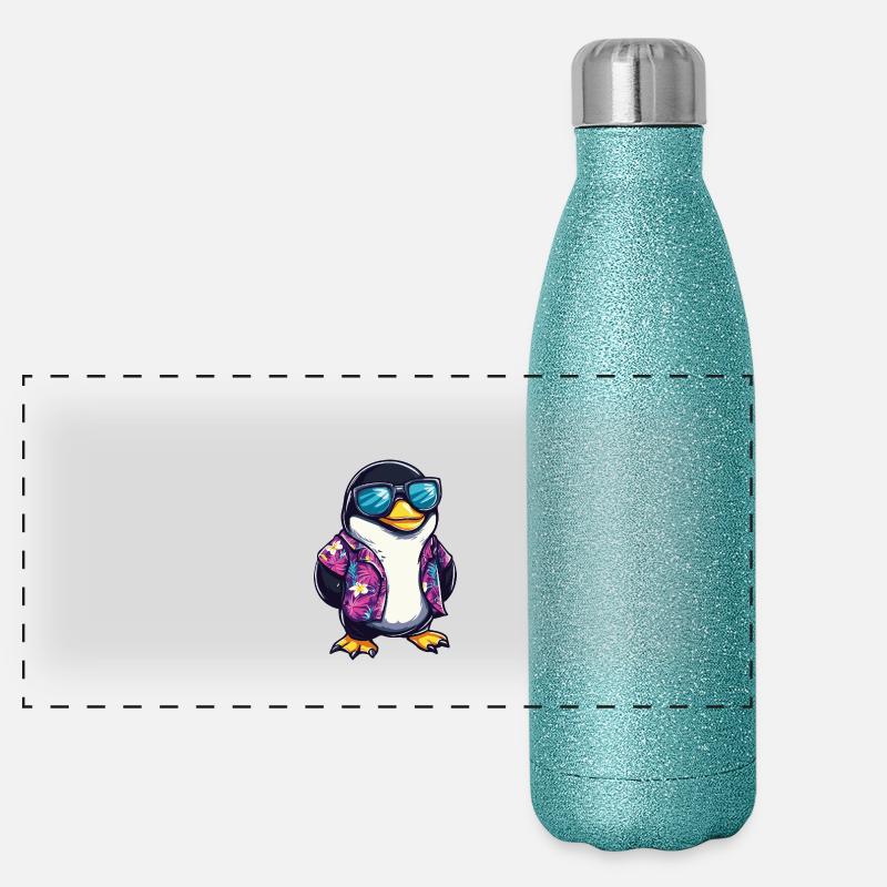 Pingouin Bande dessinée Cool Été Gourde isotherme panoramique pailletée 500 ml
