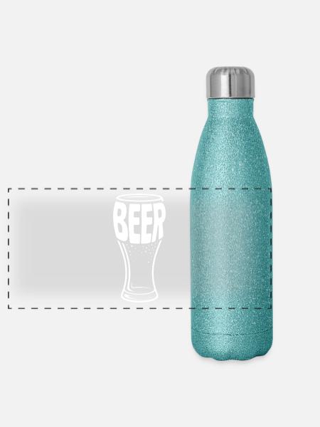 Beer - Funny Beer Logo Tshirt - Panoramic Glitter Thermal Bottle 500 ml - blue glitter - Front
